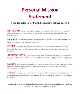 Personal mission statement